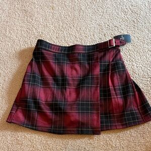 Abercrombie Kids Burgundy and Black Checkered Mini Skirt